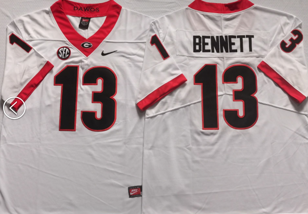 Men's Georgia Bulldogs Stetson Bennett #13 White Jersey